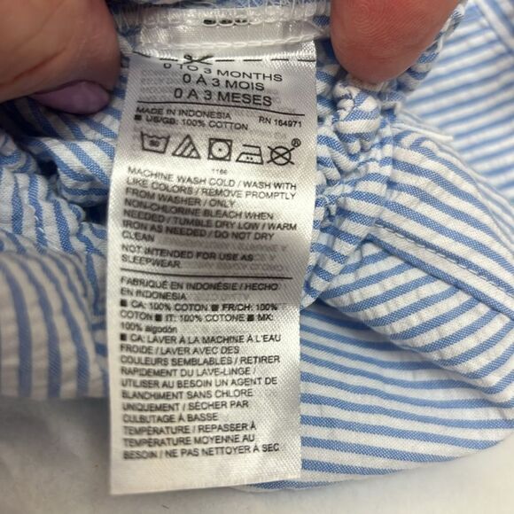 Janie and Jack 100049139 Baby Light Blue Striped Seersucker Bodysuit size 0-3 m - Picture 8 of 8